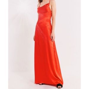 Urban Outfitters Red Cowl Neck Silk Maxi Dress XS